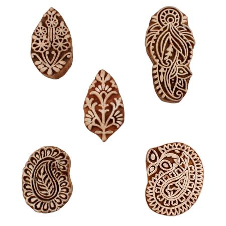 Set of 5 Piece New Mix Wooden Printing Blocks